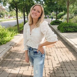 Dress Forum White Eyelet Blouse